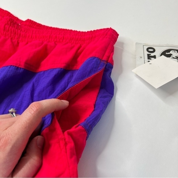 New Vintage MTO Sport Red & Purple Wide Striped Pockets Board Shorts Swim Shorts - Picture 4 of 14